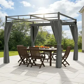 Pérgola de Jardín 3x3m con Techo Retráctil