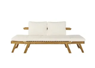 Sofá exterior madera cojines beige/marrón
