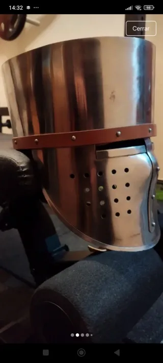 Casco Cruzado Medieval Acero Toledo Cuero