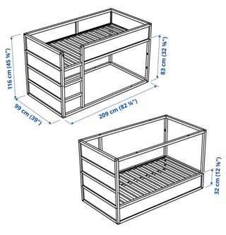 Litera Kura Ikea Madera Blanca. Incluye un somier.