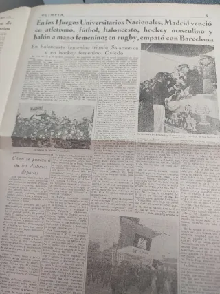 Periódico Falange 1945 Olimpia J.U.N rareza.
