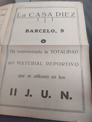 Periódico Falange 1945 Olimpia J.U.N rareza.