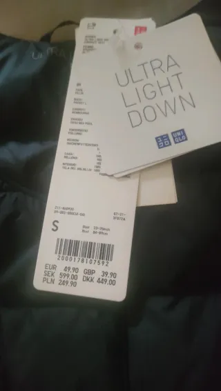 Gilet Uniqlo Ultra Light Down Tg. S Nero