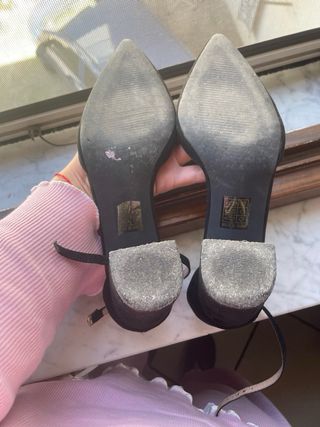 Scarpe nere punta tacco quadrato