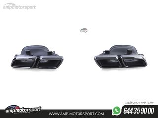 DIFUSOR TRASERO NEGRO MATE CON COLAS NEGRAS PARA MERCEDES CLASE C W205 SEDAN