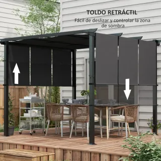 Cenador Exterior 3x3m Techo Deslizante