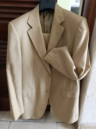Traje chaqueta tejido fresco beige M