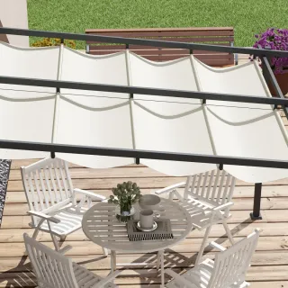 Pérgola 3x3m Techo Retráctil Beige/Negro