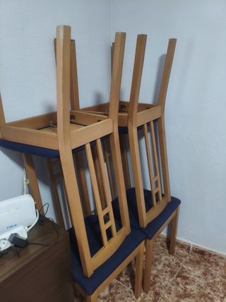Seis Sillas Comedor Ikea Madera Azul