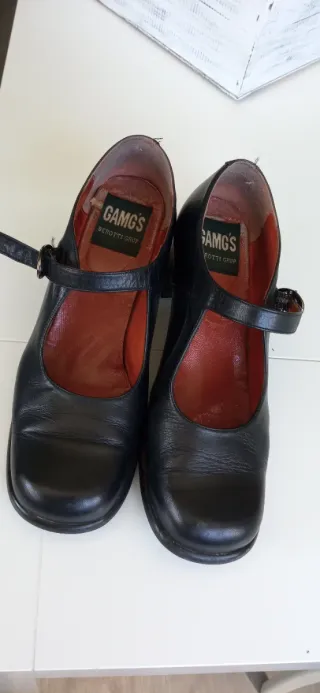 Zapatos GAMG'S Piel Tacón Ancho Negros Mujer