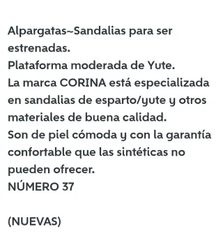 Sandalias de Yute (Nuevas)