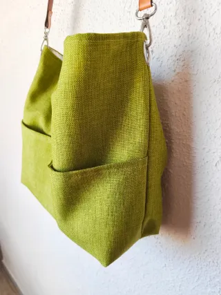 Bolso de tela verde para mujer