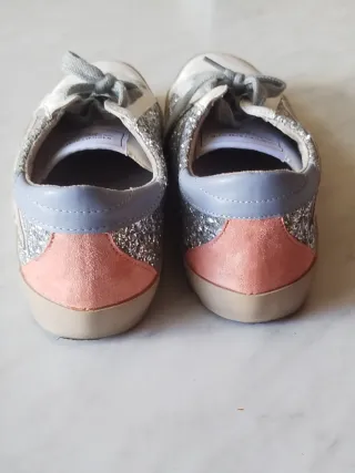 Zapatillas Mujer Rayo Purpurina Plata