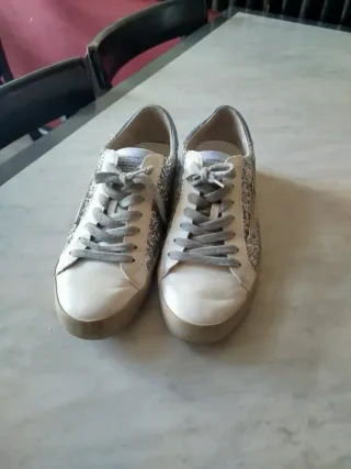 Zapatillas Mujer Rayo Purpurina Plata