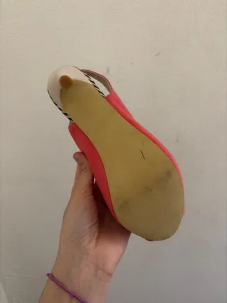 Sandalias tacón coral peep toe talla 38