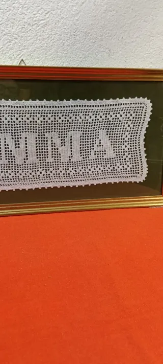 Quadro Mamma Uncinetto con Cornice Dorata