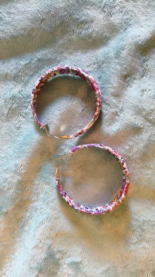 Pendientes Aro Estampado Floral