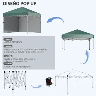 Carpa Plegable Pop-up 3x3m c/2 Paredes
