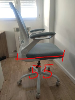 Silla de escritorio ergonómica azul y blanca