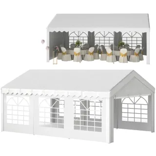 Carpa para Fiesta 6x4m Blanca y Dorada