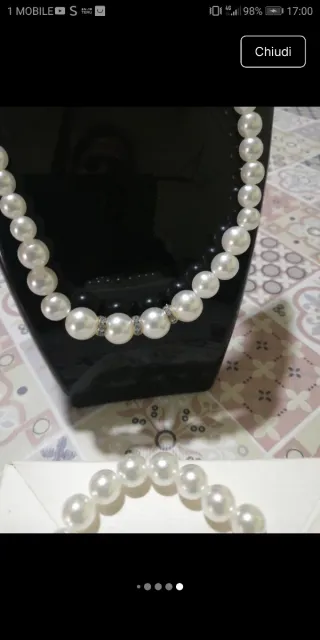 Set collana, bracciale e orecchini perla