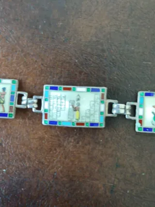 Bracciale Art Deco Egizio Anni'30 Argento e Smalti