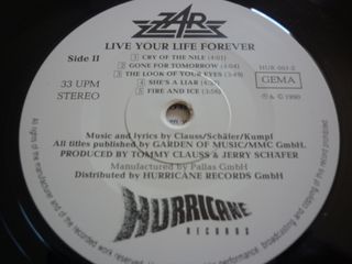 Zar - "Live Your Life Forever" LP