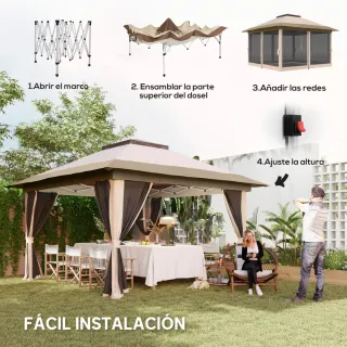 Cenador Plegable 3,6x3,6m con Laterales
