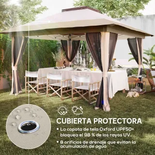 Cenador Plegable 3,6x3,6m con Laterales