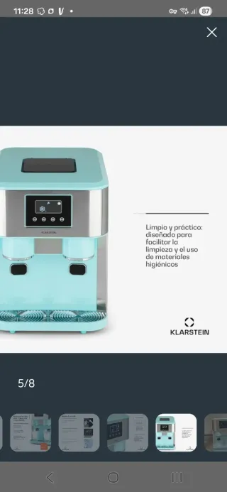 Máquina de hielo Klarstein tipo dispensador ❄️