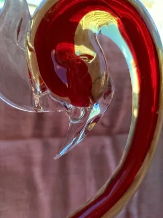 Cigno Murano Vetro Rosso e Oro