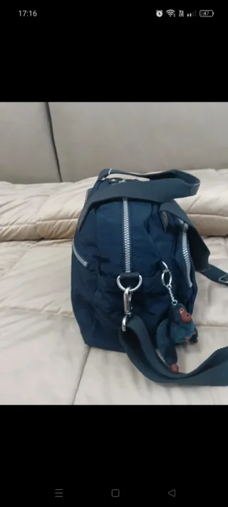 Borsa Kipling blu tessuto nuova con cartellino