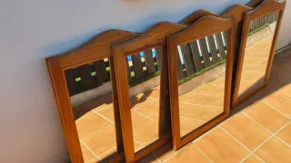 Lote de 7 espejos con madera
