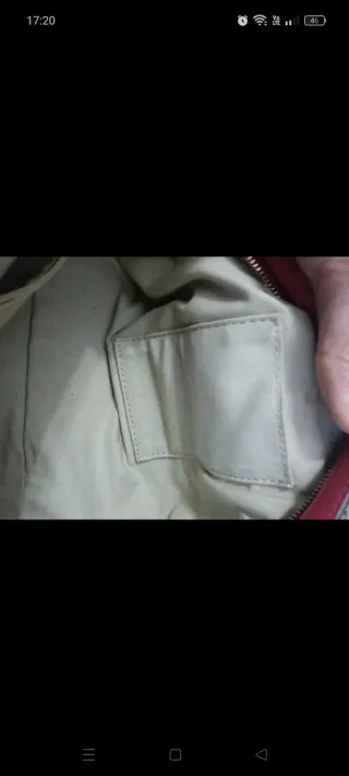 Borsa Coccinelle tessuto e pelle beige/rossa