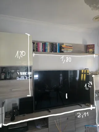 Mueble TV madera y cristal