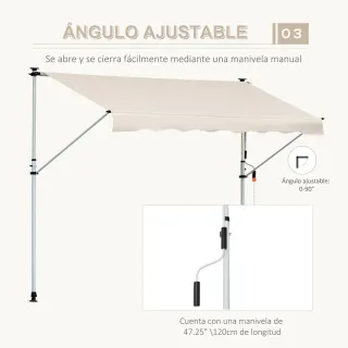 Toldo Retráctil Manual Beige 4x1.2m
