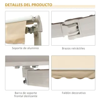 Toldo de pared beige con manivela
