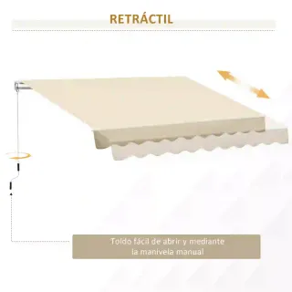 Toldo de pared beige con manivela