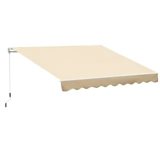 Toldo de pared beige con manivela