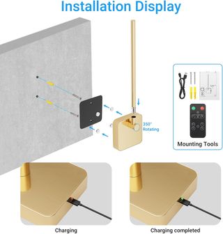 Aplique LED Pared Dorado Recargable 3W