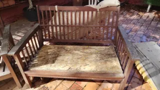Muebles de terraza madera y tela
