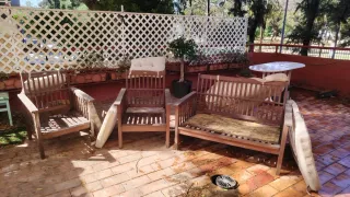 Muebles de terraza madera y tela