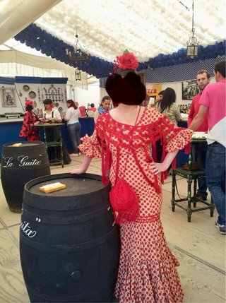 Traje de flamenca canastero lunares