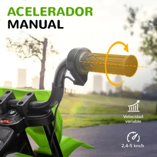 Moto infantil eléctrica verde