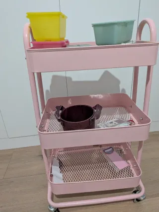 Carrito Organizador Rosa y Amarillo