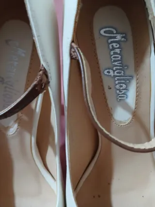 Scarpe con tacco zeppa bicolore crema/marrone