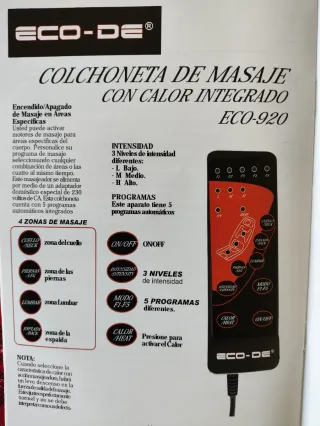 Colchoneta de masaje con calor ECO-DE 920