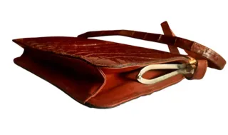 Bolso Hombro Cuero Vintage 60s Marrón Dorado