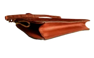 Bolso Hombro Cuero Vintage 60s Marrón Dorado