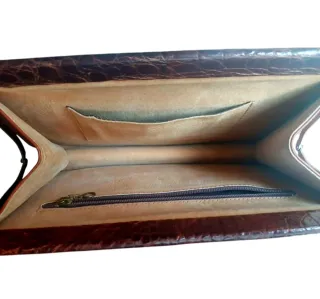 Bolso Hombro Cuero Vintage 60s Marrón Dorado